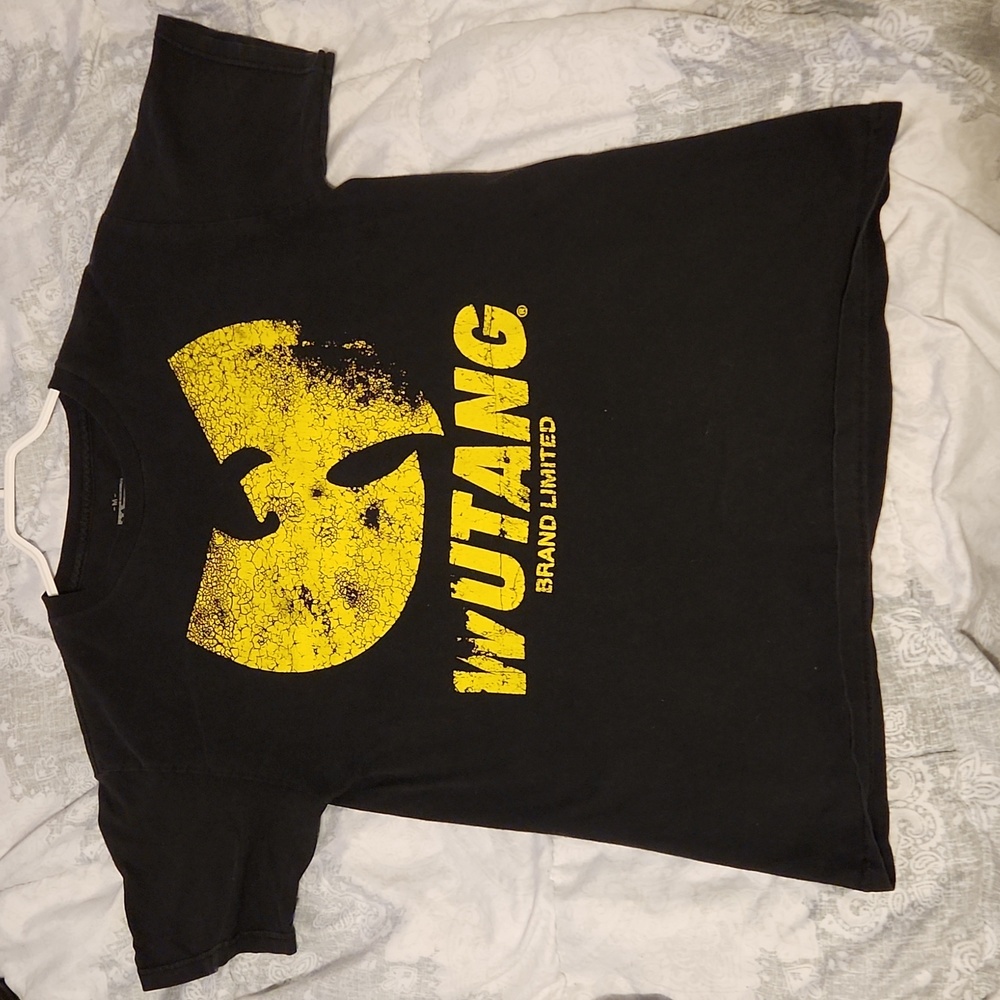 Wutang Clan Official Brand Big Logo Spellout T Shirt Black And Yellow